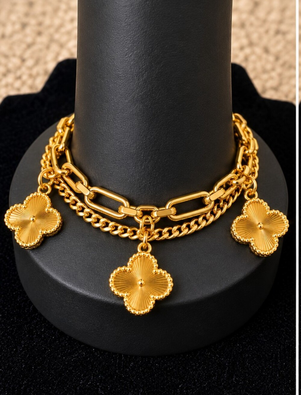 22kgp Dubai Jewelry Gold Four-Leaf Charm Bracelet - Women Jewelry